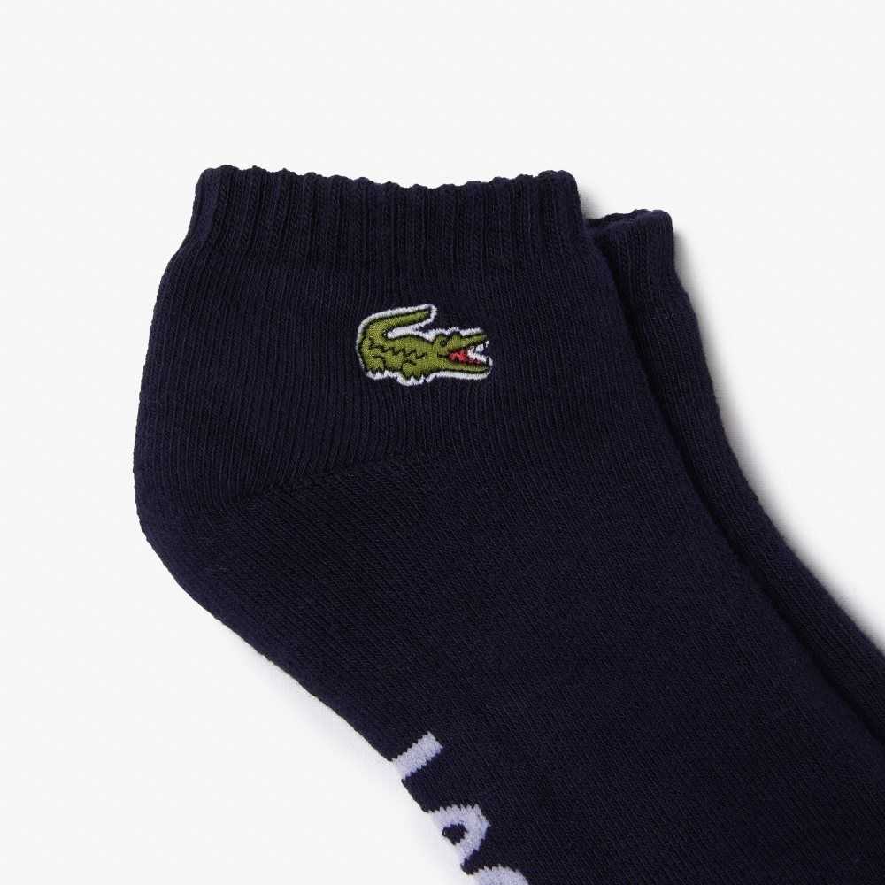 Lacoste SPORT Branded Stretch Bomull Low-Cut Marineblå Blå Hvite | 0657-AKHNU