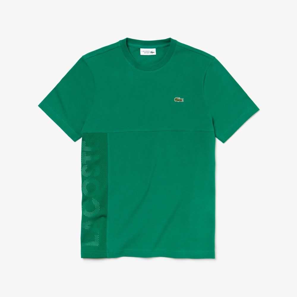 Lacoste SPORT Crew Neck Lettered Ultra Light Bomull Grønn Hvite | 4532-QBELA