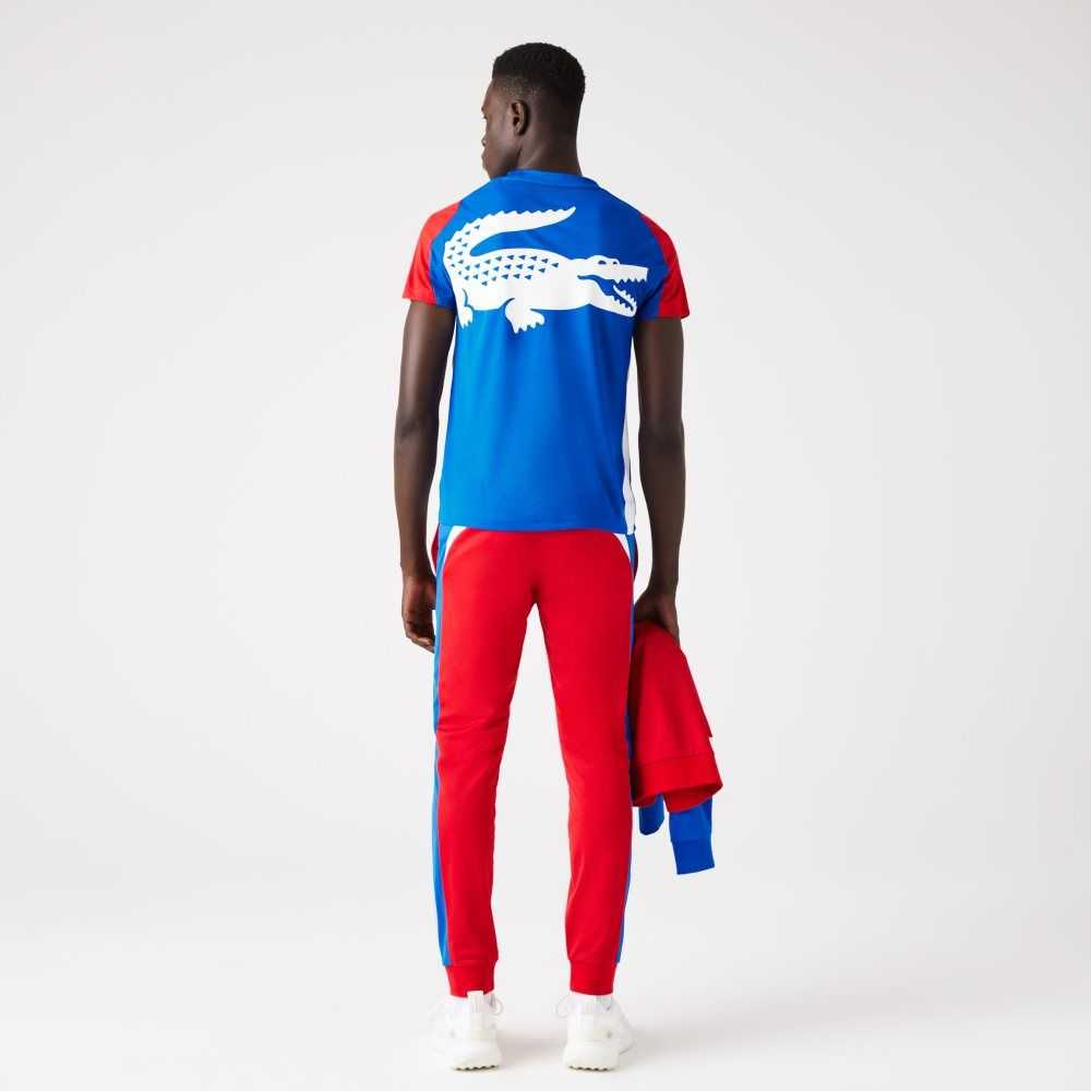 Lacoste SPORT Crocodile Print Tennis Blå Rød Hvite | 3950-ZBUFY