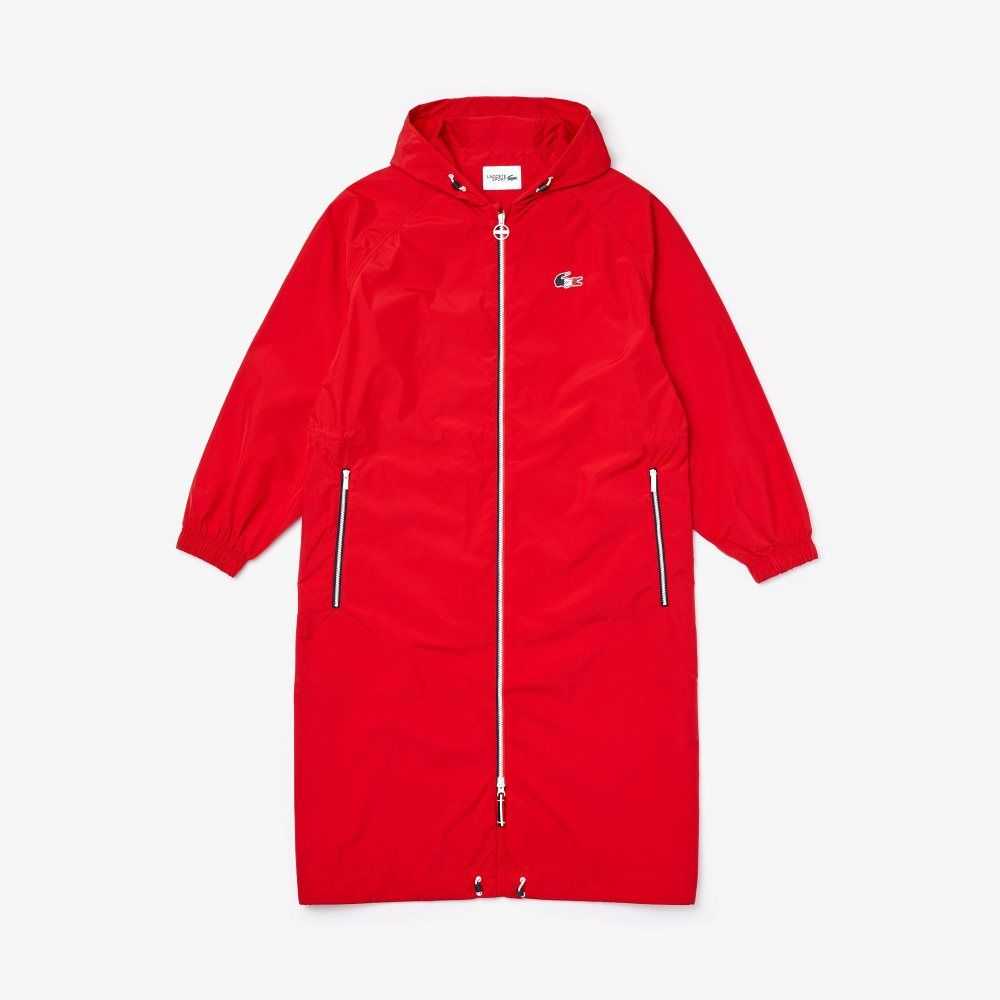 Lacoste SPORT French Sporting Spirit Edition Foldable Raincoat Rød Hvite Marineblå Blå | 5104-ENFKZ