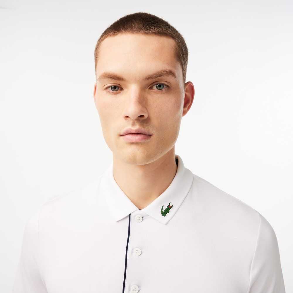 Lacoste SPORT Jersey Golf Hvite Marineblå Blå | 1027-NXQLO