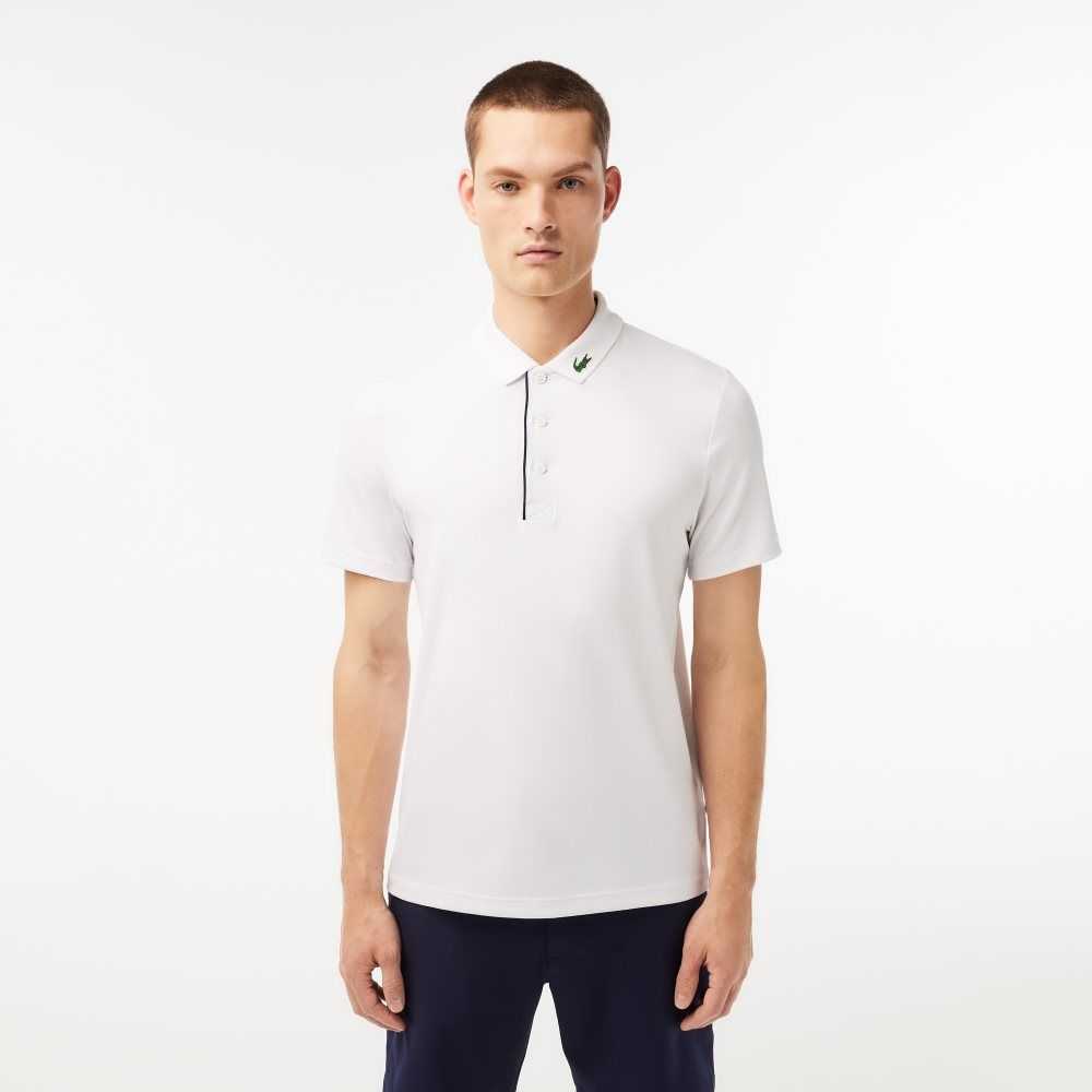 Lacoste SPORT Jersey Golf Hvite Marineblå Blå | 1027-NXQLO