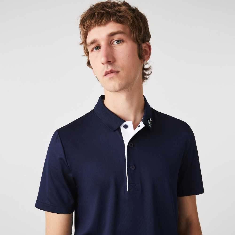 Lacoste SPORT Jersey Golf Marineblå Blå Hvite | 4078-VZPUR