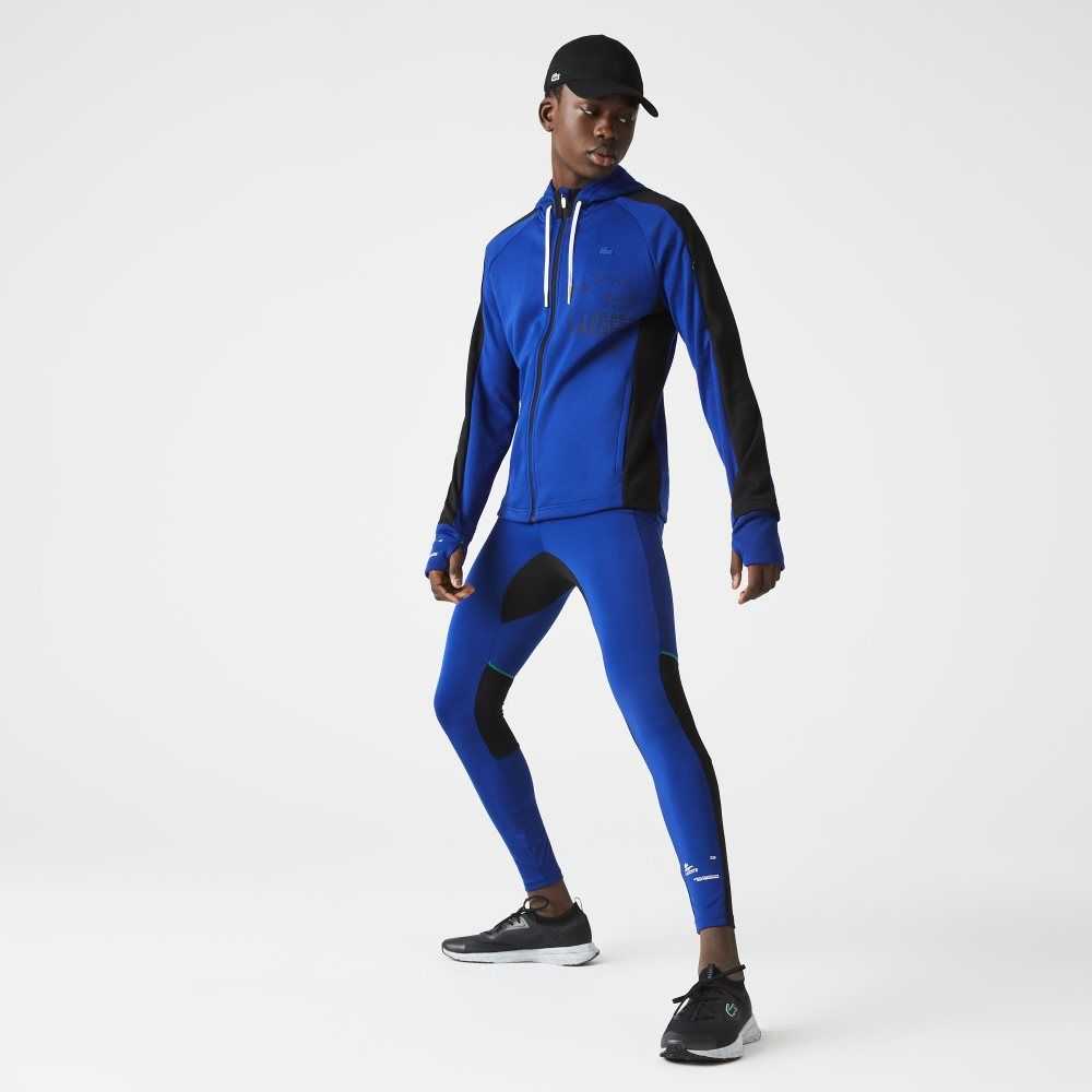 Lacoste SPORT Leggings Blå Svarte Hvite | 6082-YDBUN