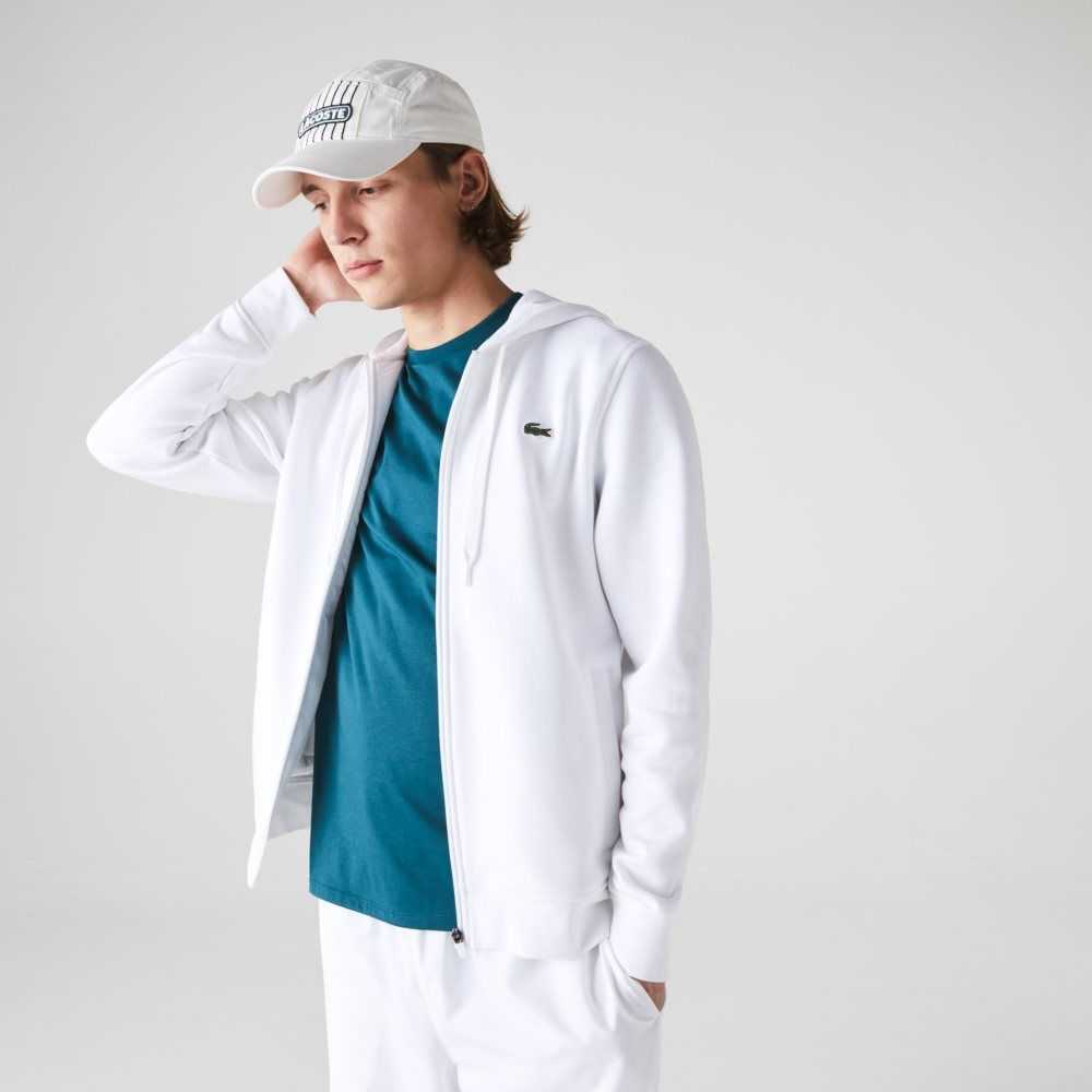 Lacoste SPORT Lette Bi-material Hoodie Hvite | 7219-RQEZW