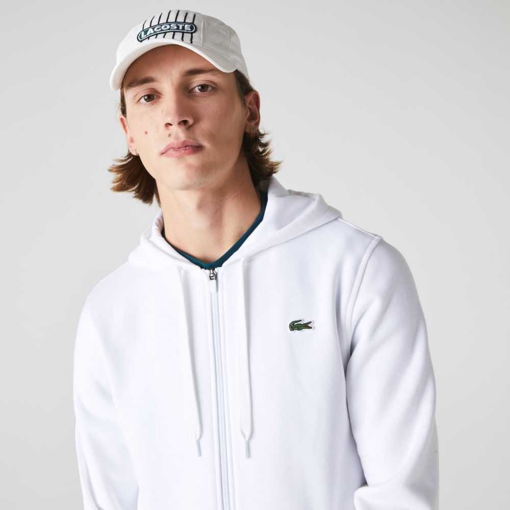 Lacoste SPORT Lette Bi-material Hoodie Hvite | 7219-RQEZW