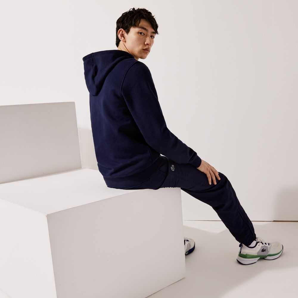 Lacoste SPORT Lette Bi-material Hoodie Marineblå Blå | 1854-WXAEC