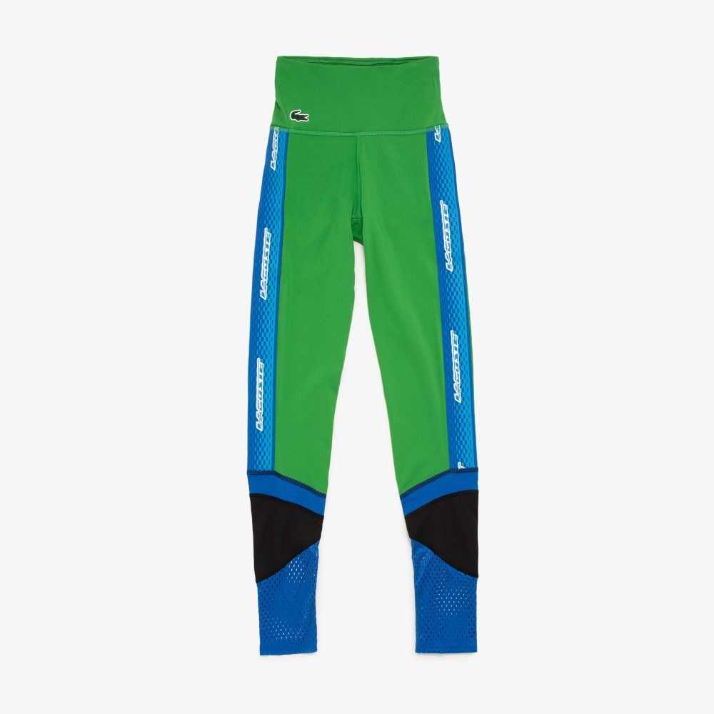 Lacoste SPORT Logo Stripe Leggings Grønn Blå Svarte | 7281-GFSJX