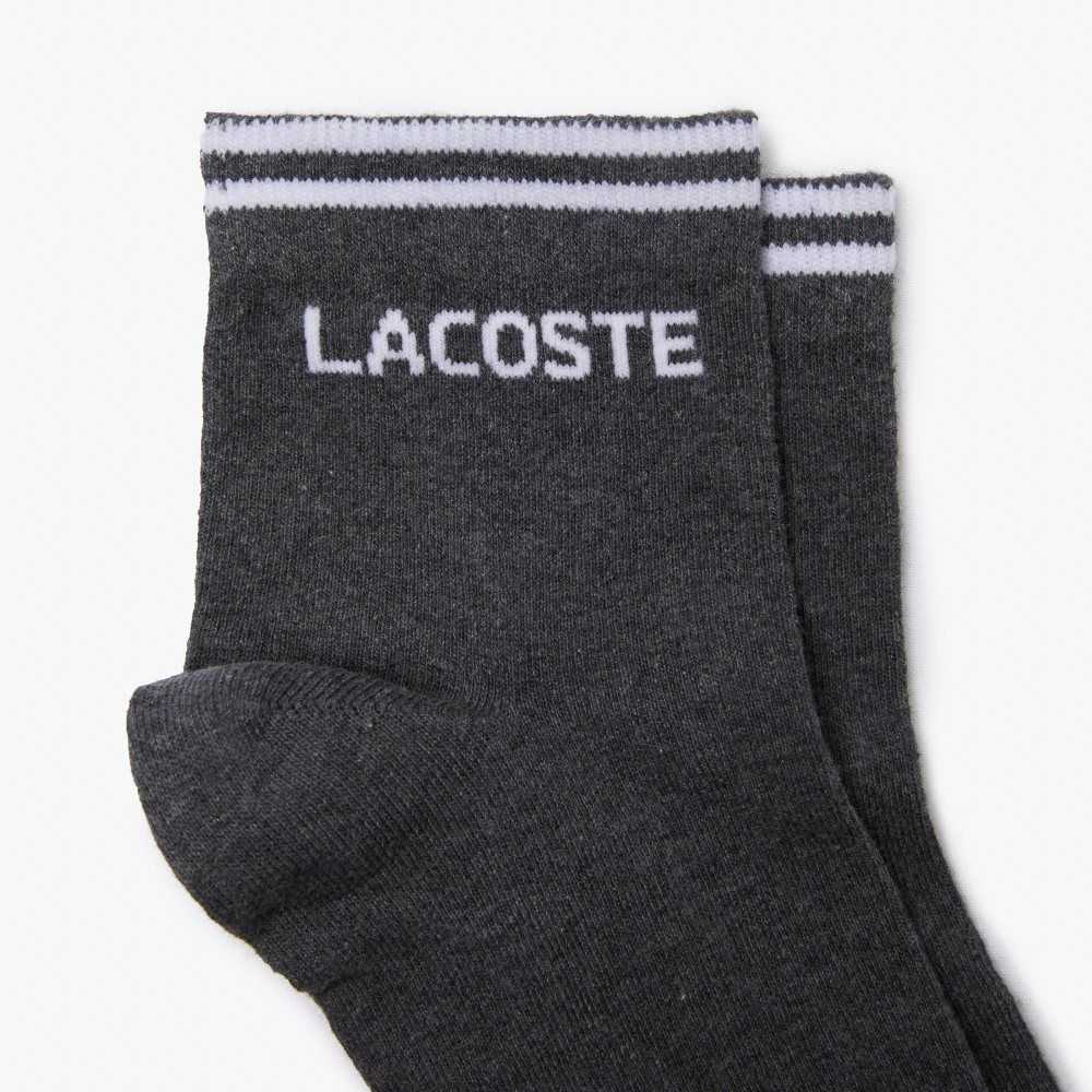 Lacoste SPORT Low-Cut Bomull Sock Two-Pack Grå Hvite | 8015-JXQVB