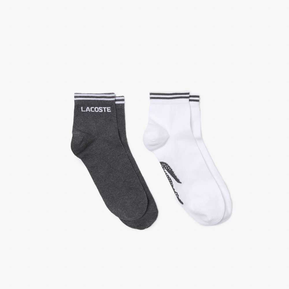 Lacoste SPORT Low-Cut Bomull Sock Two-Pack Grå Hvite | 8015-JXQVB