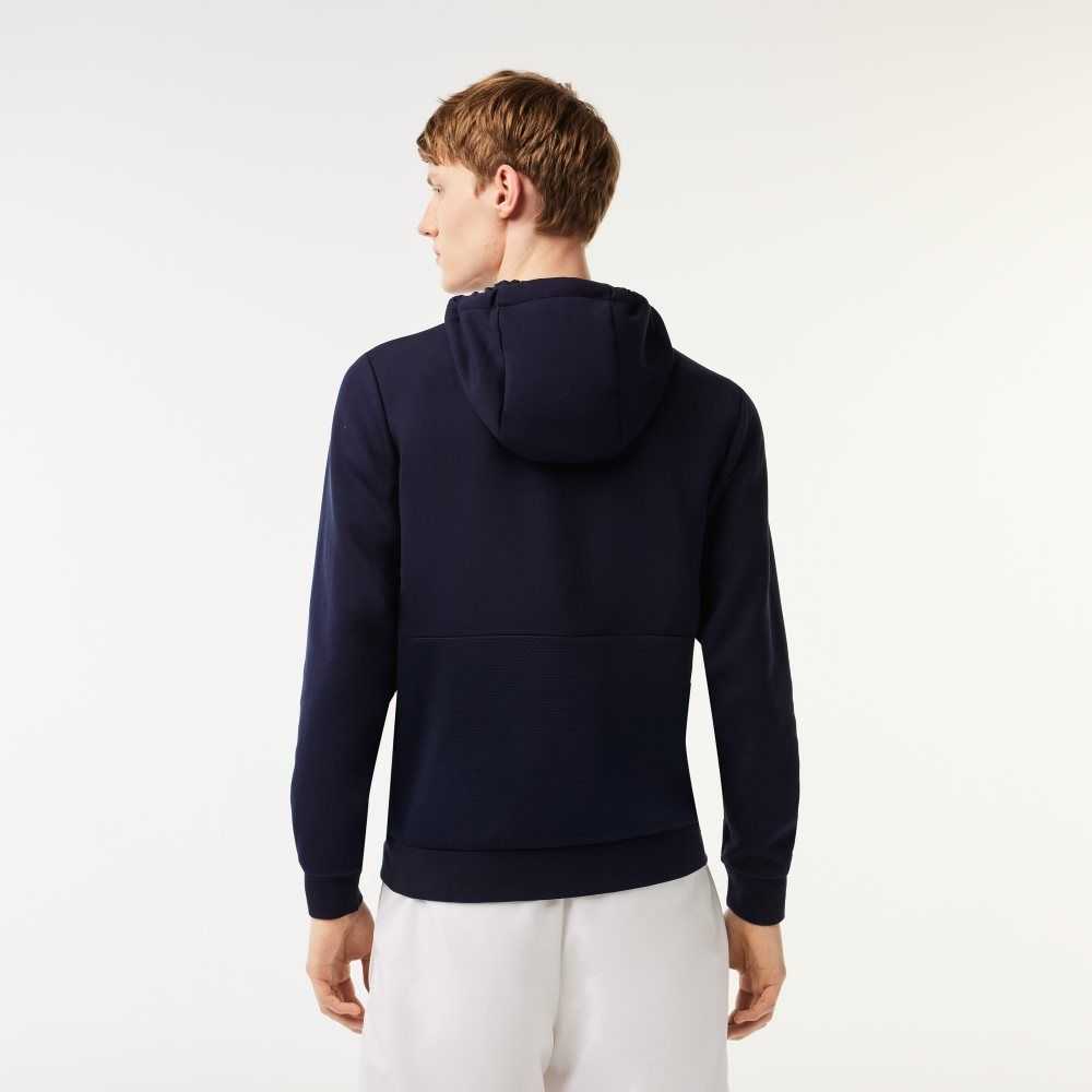 Lacoste SPORT Mesh Panels Hoodie Marineblå Blå | 5104-JQKOC