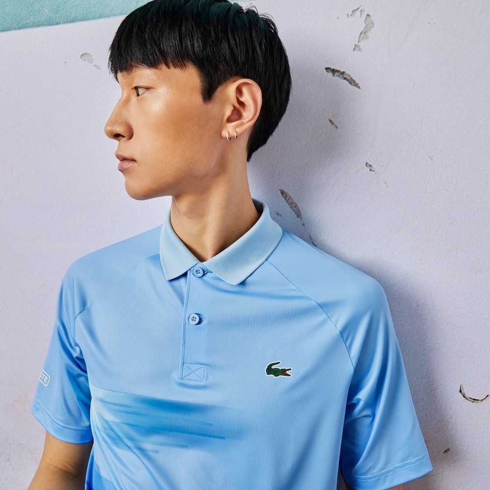 Lacoste SPORT Novak Djokovic Print Stretch Blå Hvite | 8512-ORUPV