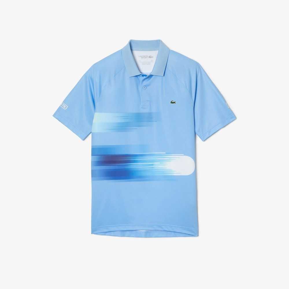 Lacoste SPORT Novak Djokovic Print Stretch Blå Hvite | 8512-ORUPV