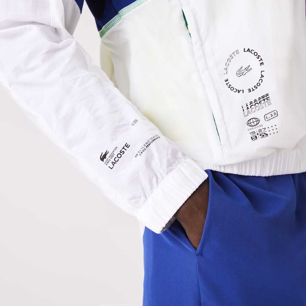 Lacoste SPORT Packable Nylon Zip Hvite Blå Gul Svarte | 4059-HKLMY