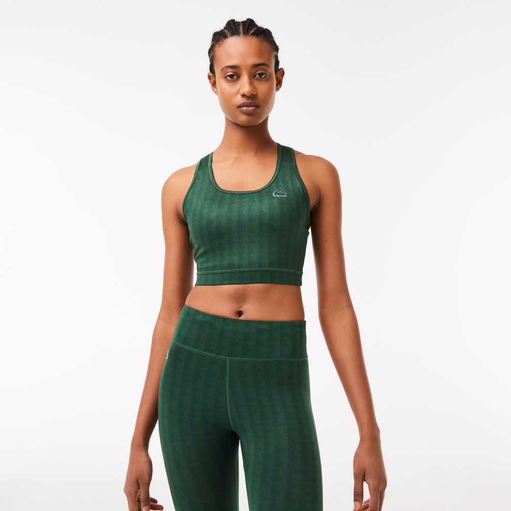 Lacoste SPORT Printed Sports Bra Grønn | 9604-GEIAX