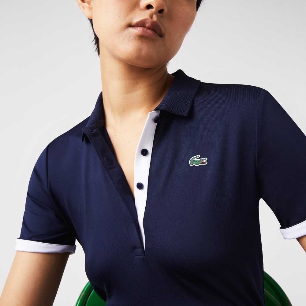 Lacoste SPORT Pustende Stretch Golf Marineblå Blå Hvite | 7069-VSGPQ