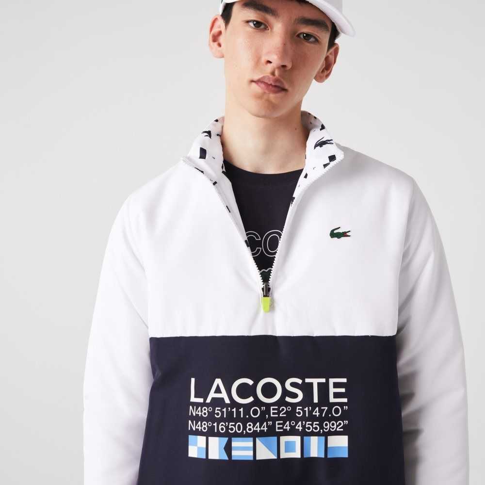 Lacoste SPORT Reversible Vann-Repellent Tennis Hvite Marineblå Blå Hvite Marineblå Blå | 3640-TQGOM