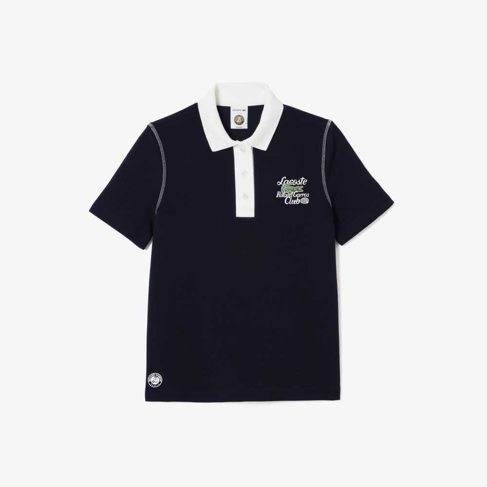 Lacoste SPORT Roland Garros Edition Bomull Pique Marineblå Blå Hvite | 1793-HYBLX