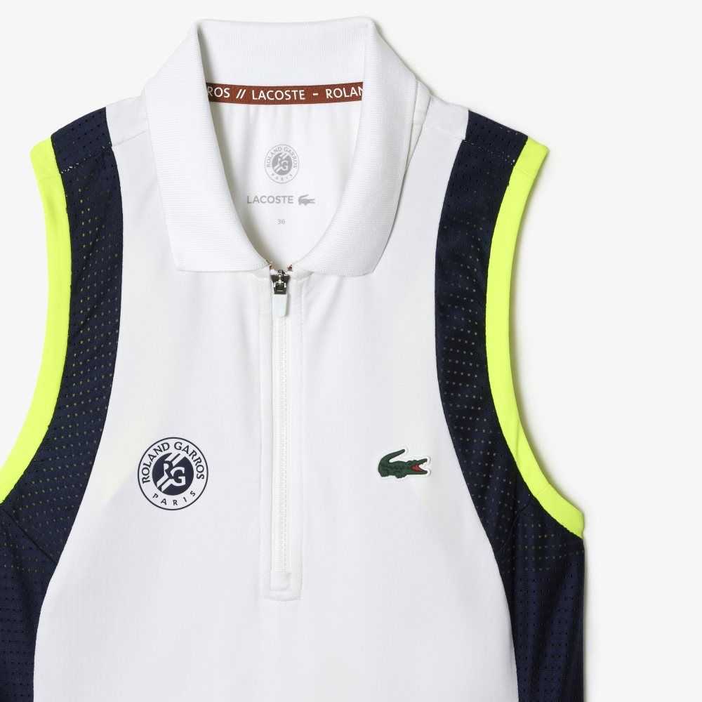 Lacoste SPORT Roland Garros Edition Ermeløse Hvite Marineblå Blå Lyse Oransje | 0198-THYCV