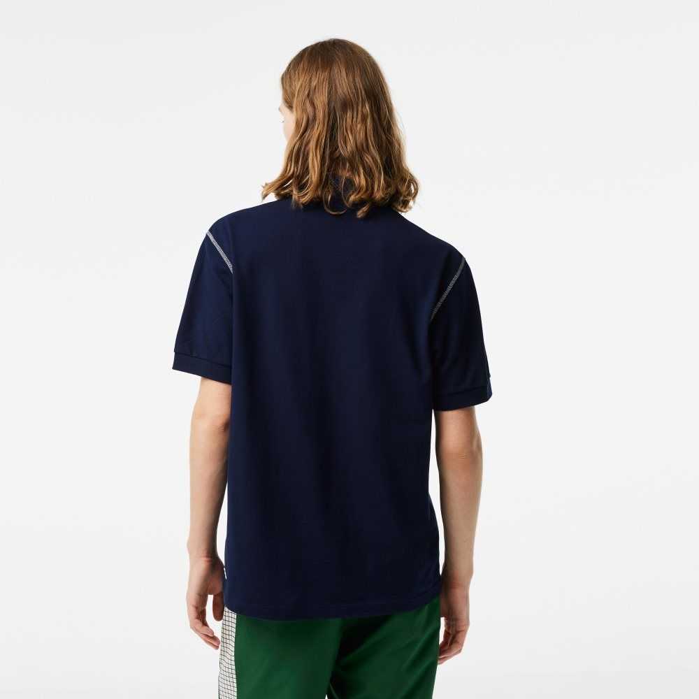 Lacoste SPORT Roland Garros Edition Pique Marineblå Blå | 7569-CKPTD