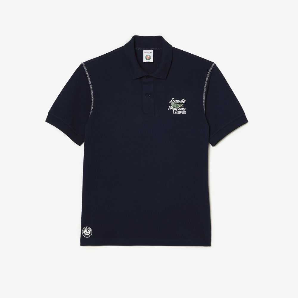 Lacoste SPORT Roland Garros Edition Pique Marineblå Blå | 7569-CKPTD