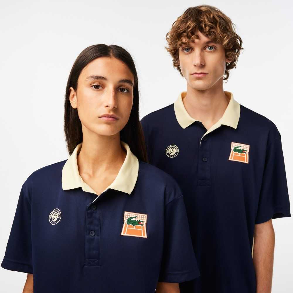 Lacoste SPORT Roland Garros Edition Ultra-Dry Marineblå Blå Gul | 6597-ATJZX