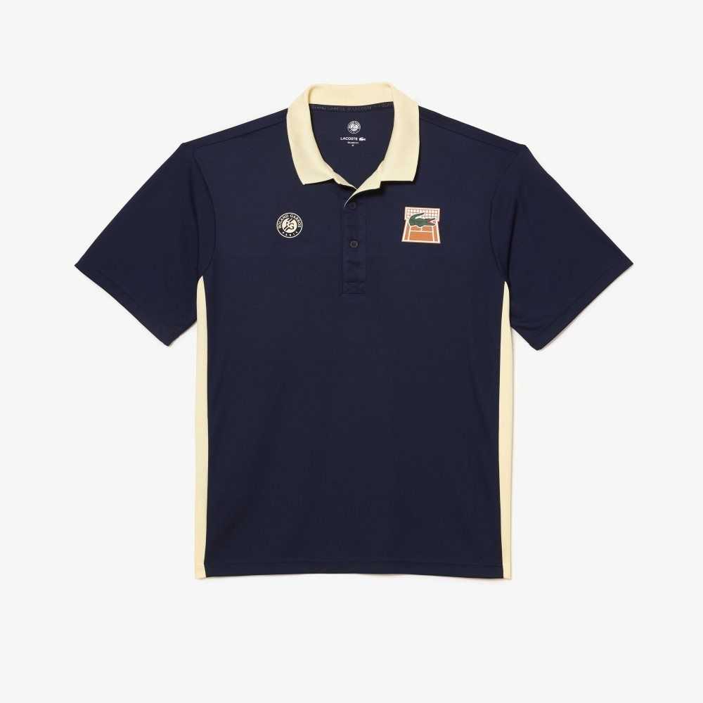 Lacoste SPORT Roland Garros Edition Ultra-Dry Marineblå Blå Gul | 6597-ATJZX