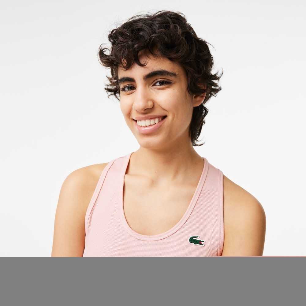 Lacoste SPORT Slim Fit Ribbet Tank Rosa | 9378-XMBOS