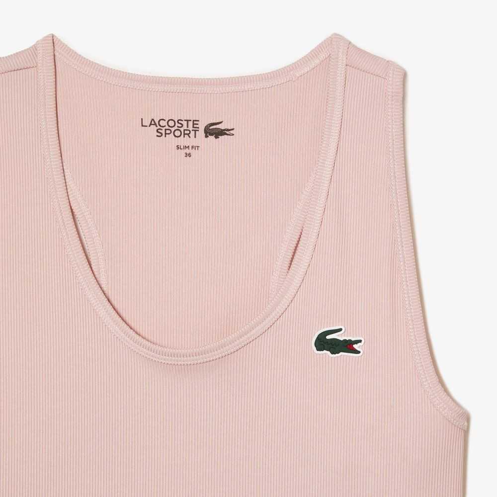 Lacoste SPORT Slim Fit Ribbet Tank Rosa | 9378-XMBOS