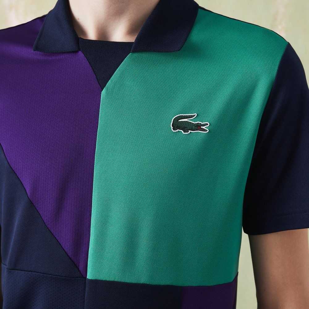 Lacoste SPORT Ultra-Dry Pique Tennis Marineblå Blå Lilla Grønn | 7936-PDFGM