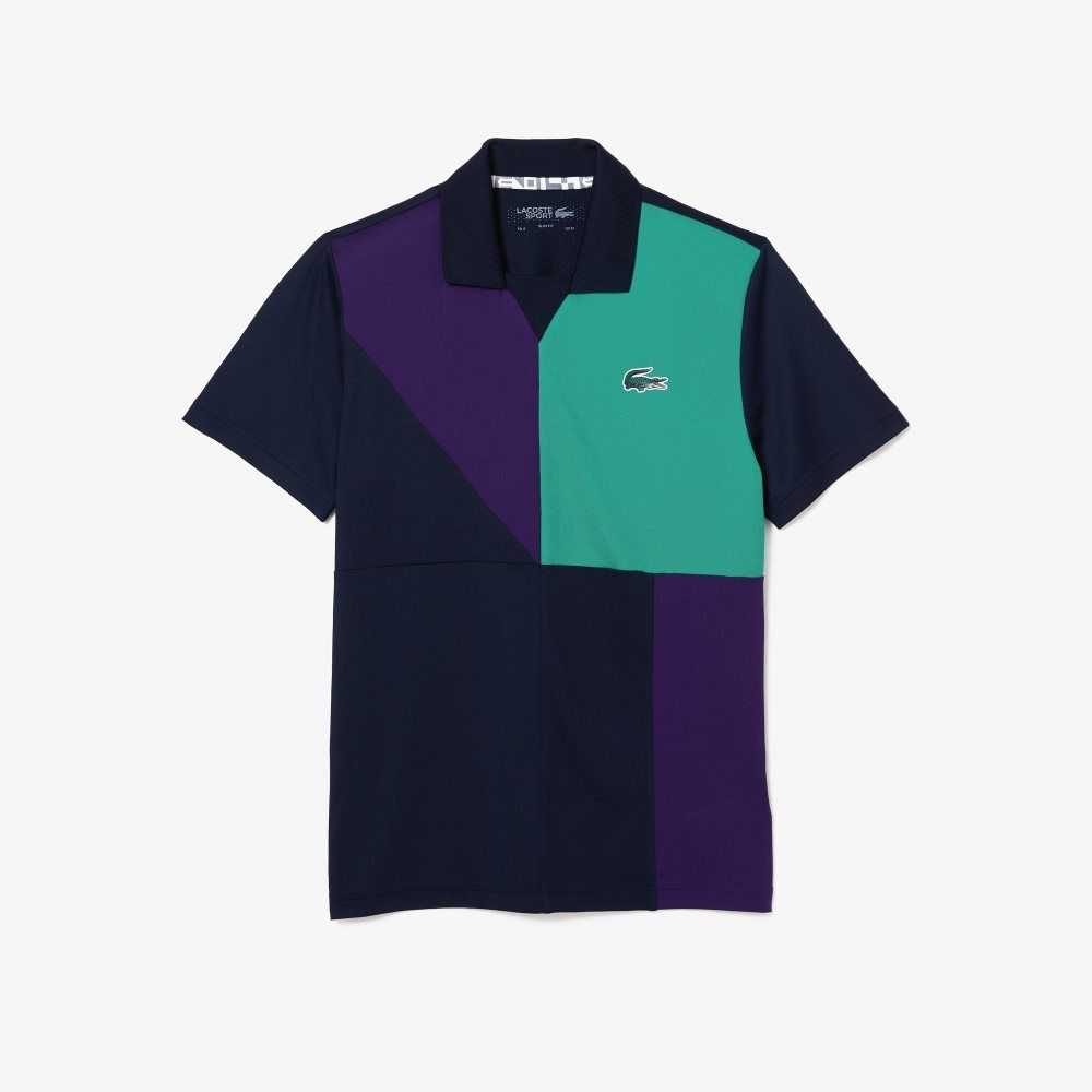 Lacoste SPORT Ultra-Dry Pique Tennis Marineblå Blå Lilla Grønn | 7936-PDFGM