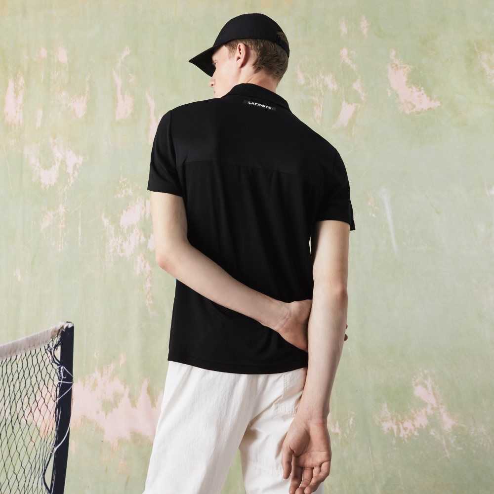 Lacoste SPORT Ultra-Dry Pique Tennis Svarte Blå Hvite | 7516-DBQNT