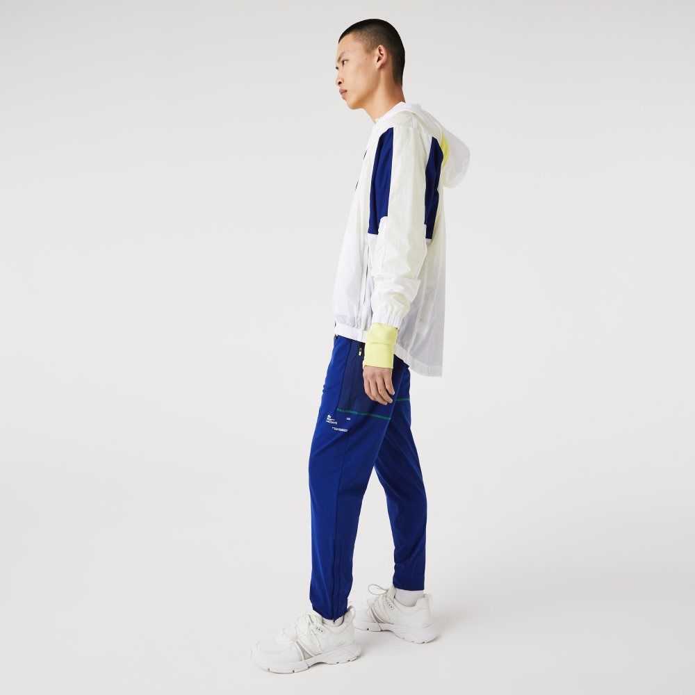 Lacoste SPORT Zip Pockets Tapered Tracksuit Blå Hvite | 4650-IRLNG