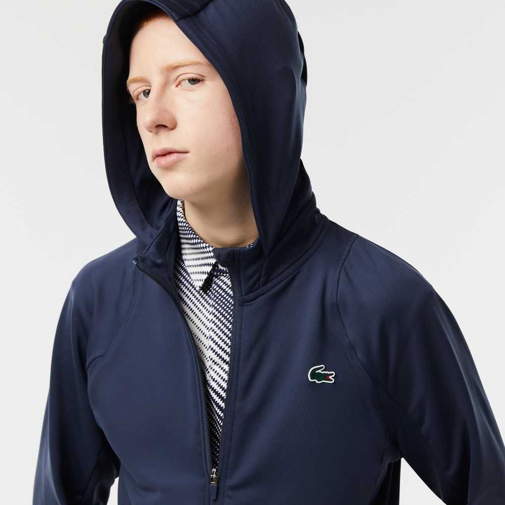 Lacoste SPORT Zipped High-Neck Hette Blå | 3548-PWCHG