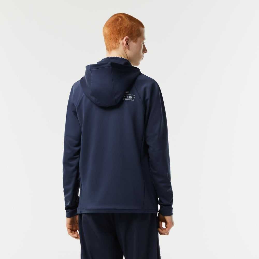 Lacoste SPORT Zipped High-Neck Hette Blå | 3548-PWCHG