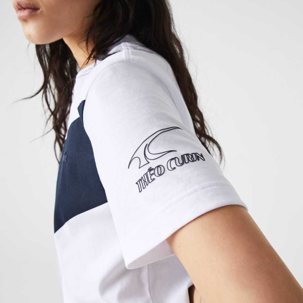 Lacoste SPORT x Theo Curin Grafiske Jersey Hvite Marineblå Blå | 4728-HXTPS