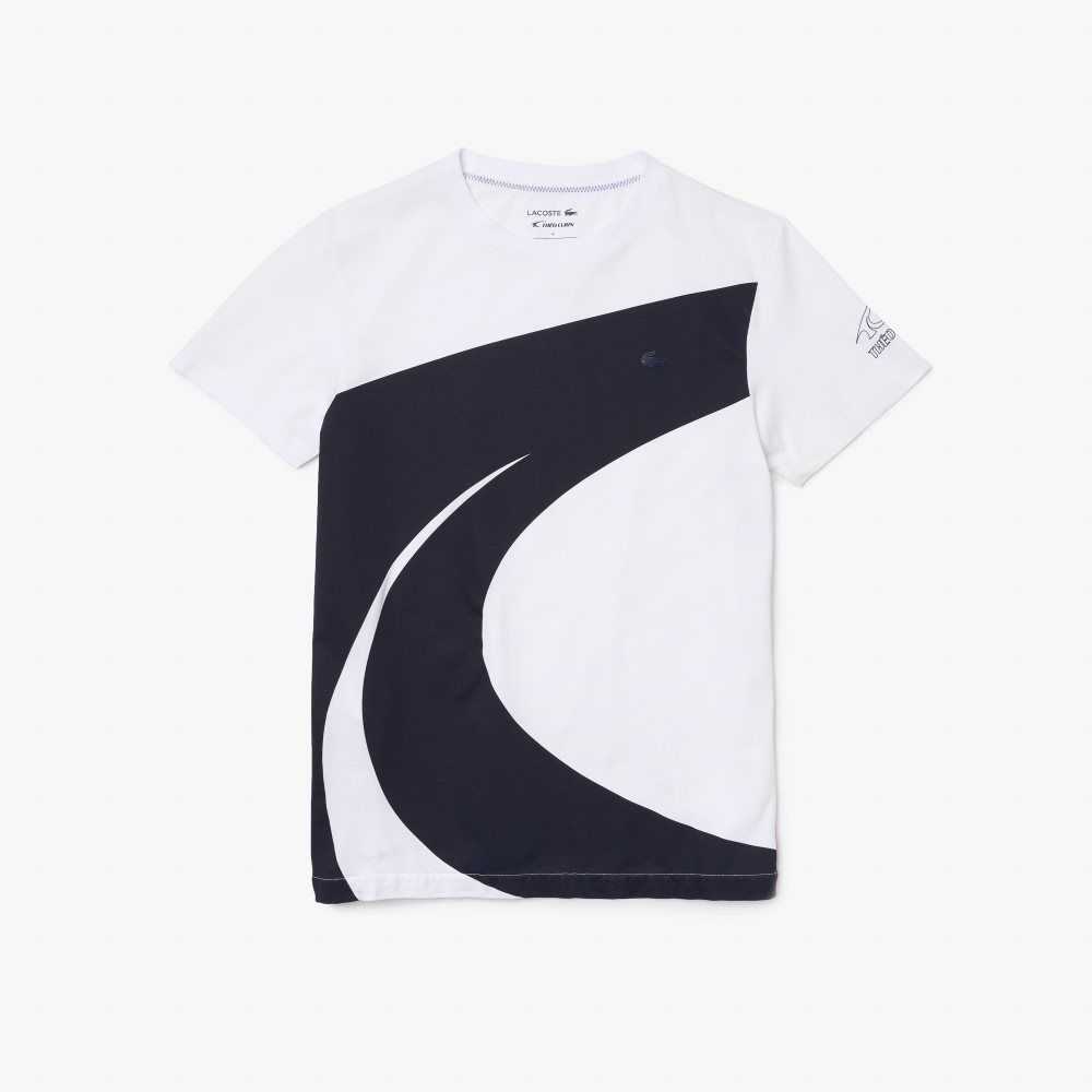 Lacoste SPORT x Theo Curin Grafiske Jersey Hvite Marineblå Blå | 4728-HXTPS