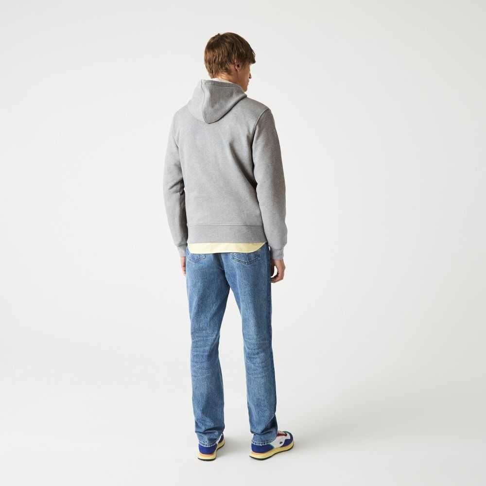 Lacoste Signature Flecked Bomull Fleece Hoodie Grå | 3951-MFNXG