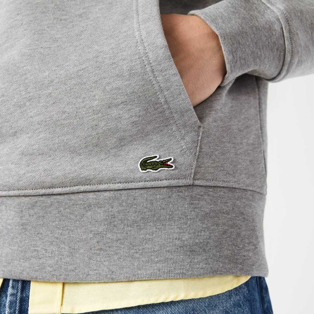 Lacoste Signature Flecked Bomull Fleece Hoodie Grå | 3951-MFNXG