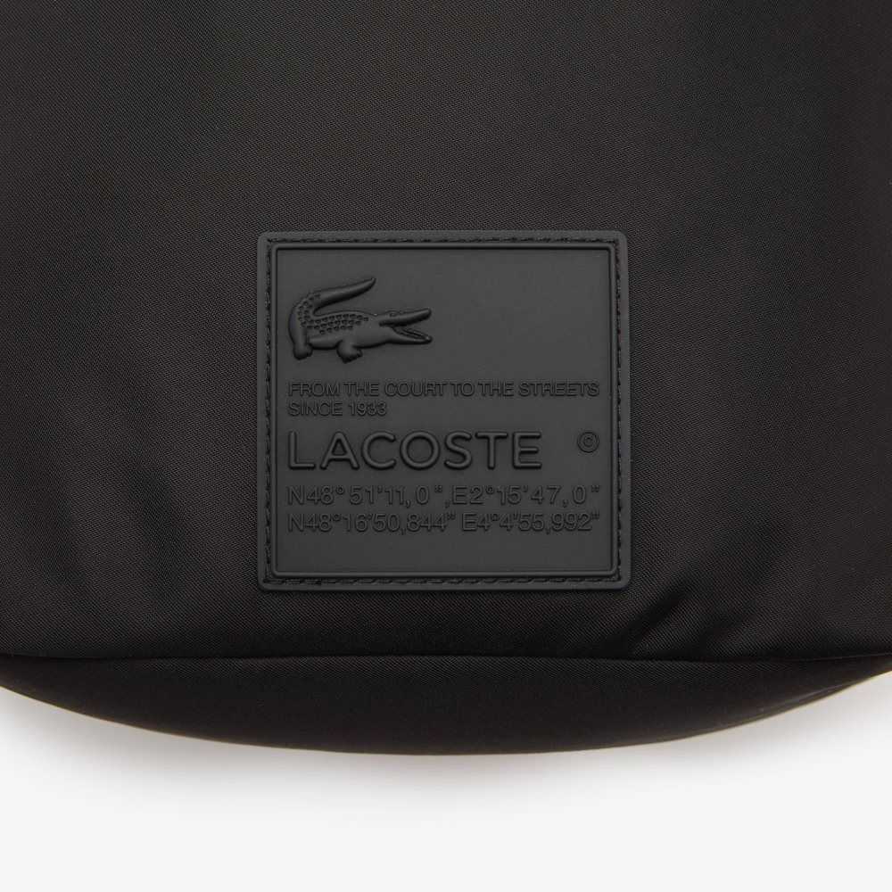 Lacoste Signature Patch Bucket Svarte | 6542-FDZET