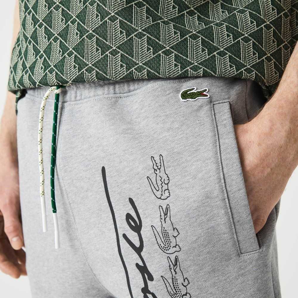 Lacoste Signature Print Bomull Fleece Grå | 6103-POUBX