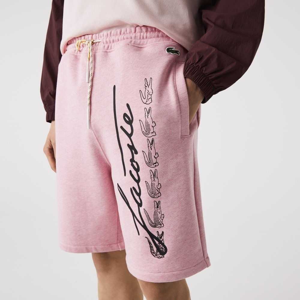 Lacoste Signature Print Bomull Fleece Rosa | 6381-HMGNF