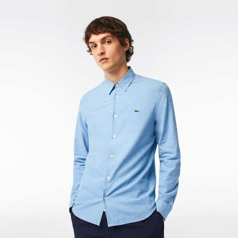 Lacoste Slim Fit Bomull Chambray Blå Hvite | 5631-ZBIAO