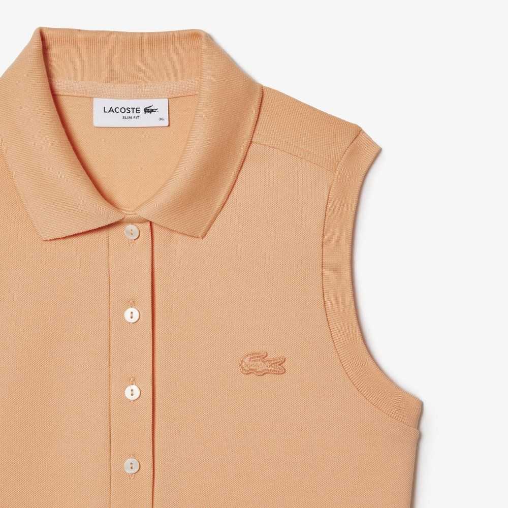 Lacoste Slim Fit Ermeløse Bomull Pique Lyse Oransje | 7948-SPTGJ