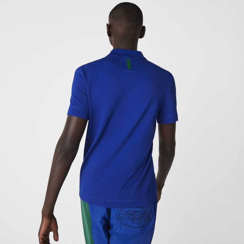 Lacoste Slim Fit Organic Stretch Bomull Pique Blå | 8310-JVAIK