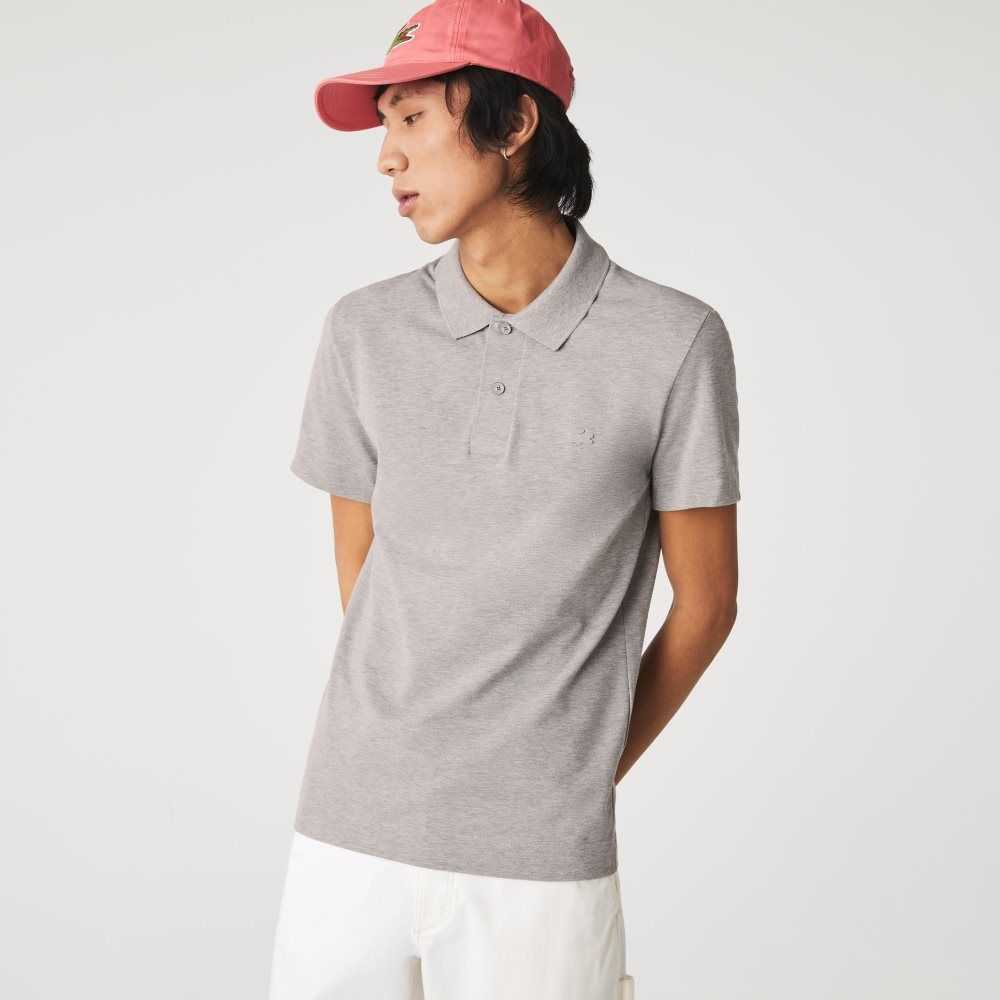 Lacoste Slim Fit Organic Stretch Bomull Pique Grå | 9618-APHIM