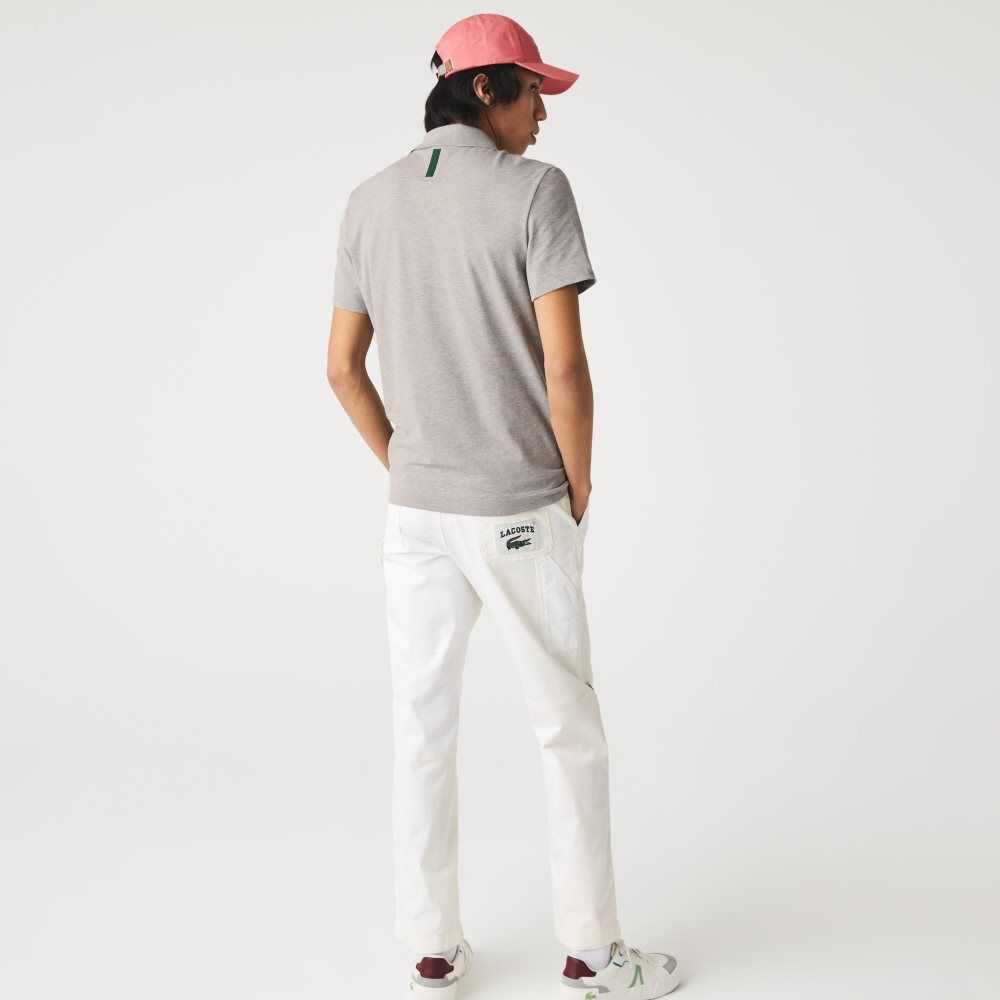 Lacoste Slim Fit Organic Stretch Bomull Pique Grå | 9618-APHIM