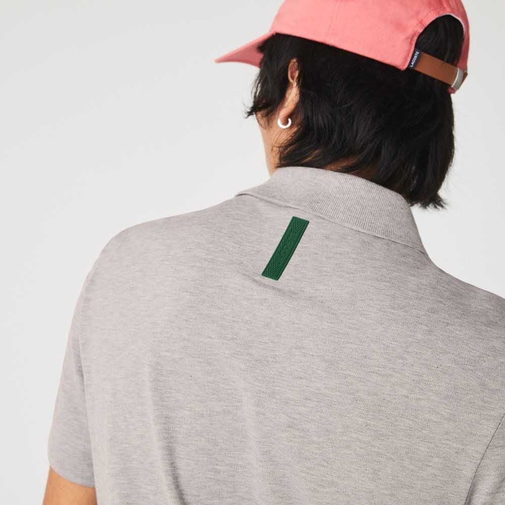 Lacoste Slim Fit Organic Stretch Bomull Pique Grå | 9618-APHIM