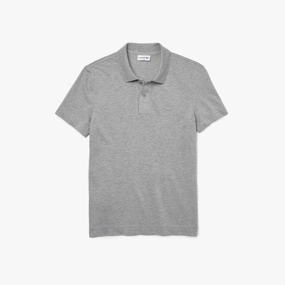 Lacoste Slim Fit Organic Stretch Bomull Pique Grå | 9618-APHIM