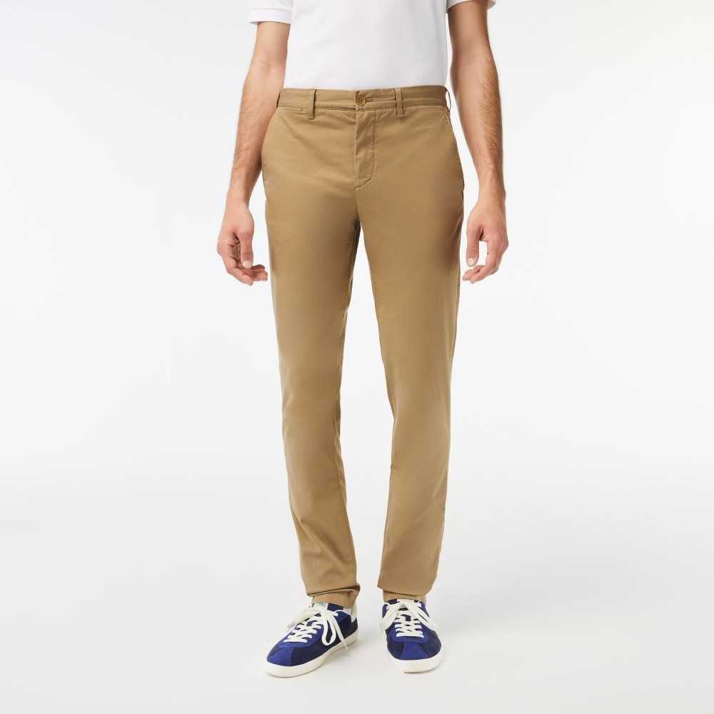 Lacoste Slim Fit Stretch Bomull Beige | 3781-DYRTK